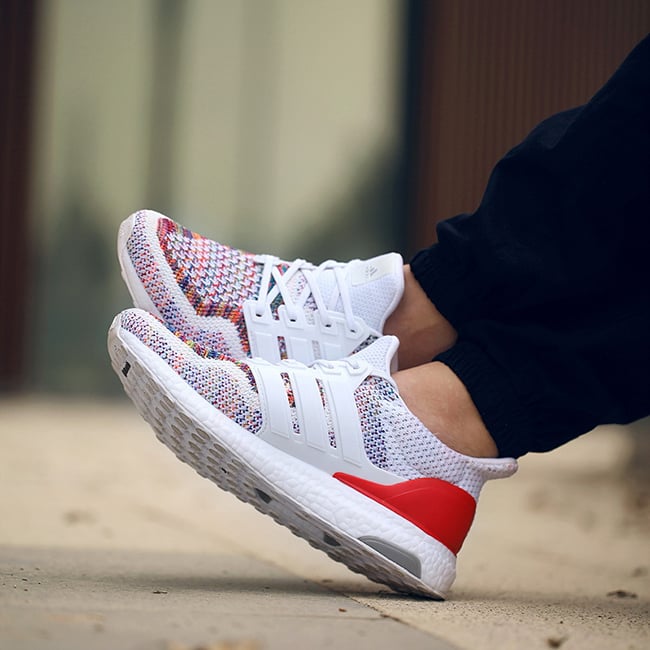 adidas Ultra Boost Multicolor Red On Feet