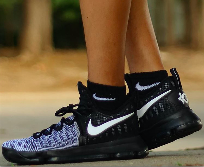 Nike KD 9 Black White On Feet