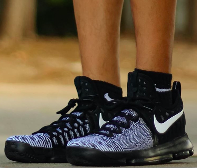 Nike KD 9 Black White On Feet