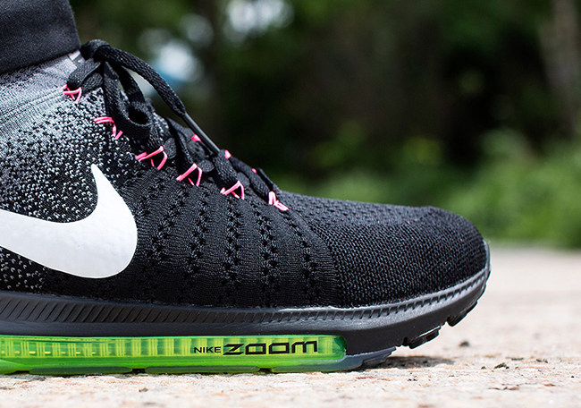 Nike Zoom All Out Flyknit Black Grey Neon Pink Release