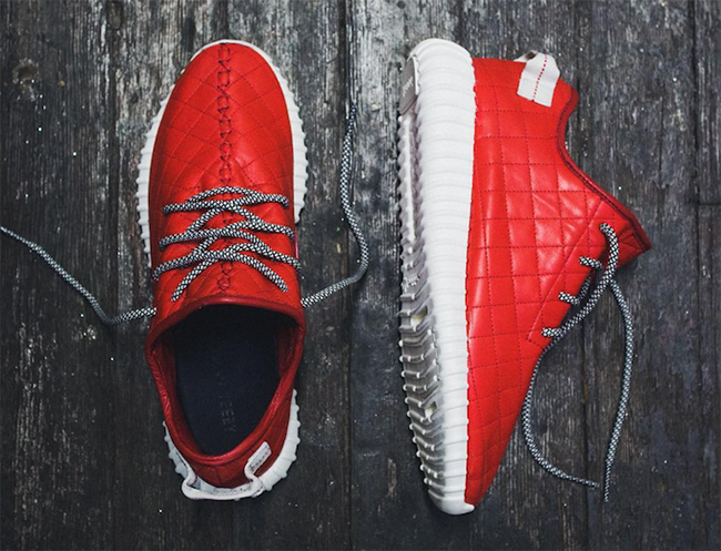 Red Quilted adidas Yeezy 350 Boost Custom