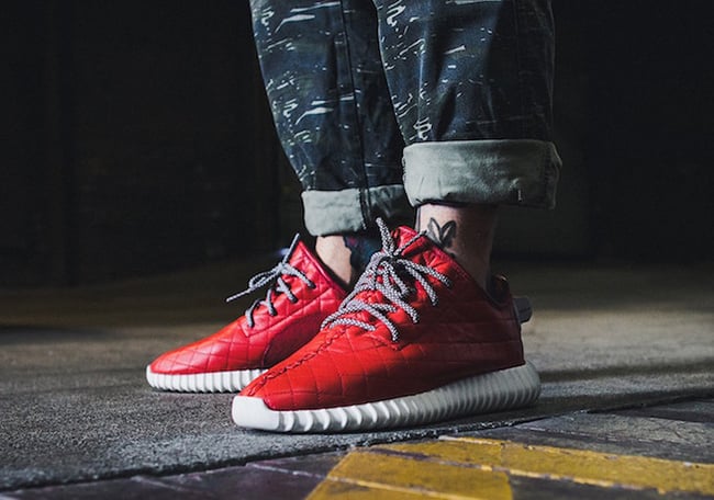 Red Quilted adidas Yeezy 350 Boost Custom