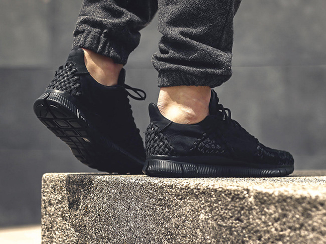 Nike Free Inneva Woven 2 Triple Black On Feet