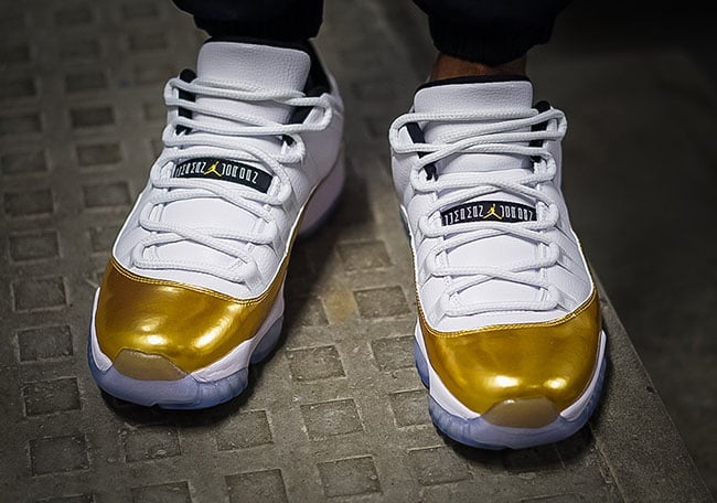 Air Jordan 11 Low Closing Ceremony Gold On Feet