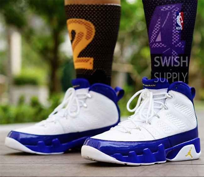 Kobe Air Jordan 9 Lakers On Feet