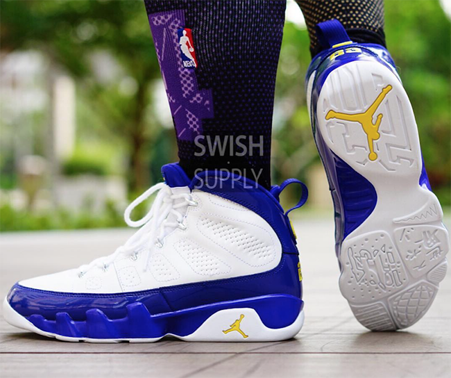 Kobe Air Jordan 9 Lakers On Feet