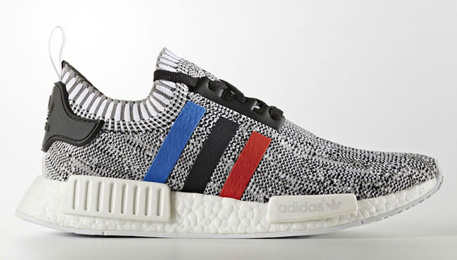 adidas NMD R1 Primeknit Tri-Color White Blue Black Red Stripes