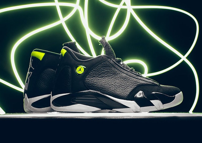 Air Jordan 14 Indiglo Vivid Green Black