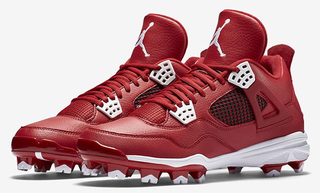 Air Jordan 4 Cleats Red White