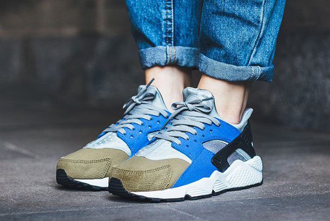 Nike Air Huarache Run Premium Olive Silver Royal