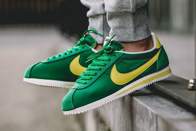 yellow and green nike cortez