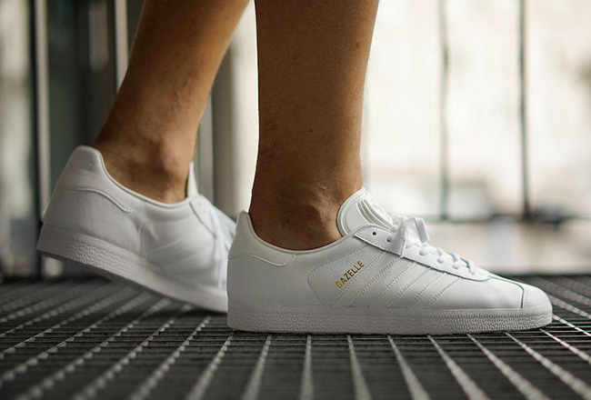 adidas gazelle white leather