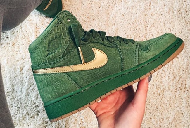 gold and green jordans