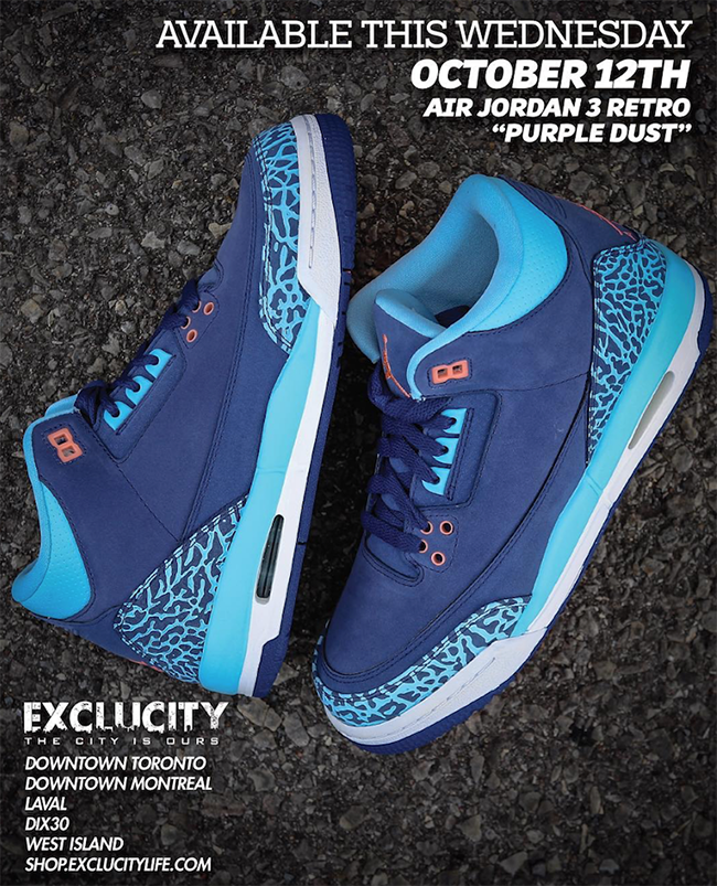 Air Jordan 3 Blue Cap Purple Dust Atomic Pink