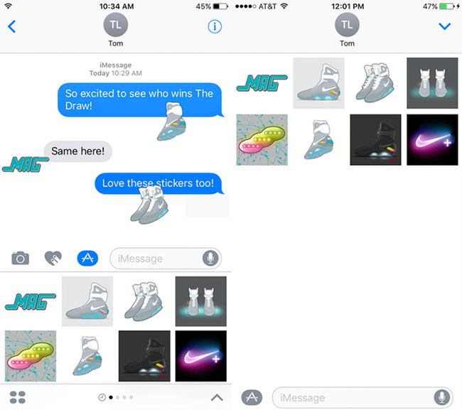 Nike Mag iMessage Apple Sticker Pack