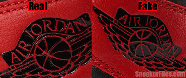Authentic Fake Air Jordan 1 Black Toe Wings Branding