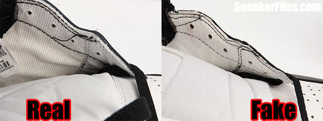 Fake Real Air Jordan 1 Black Toe Stitching