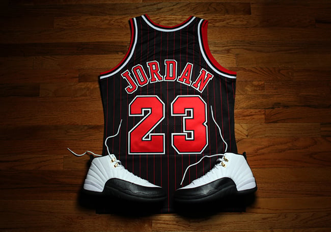 jordan jersey black red pinstripe