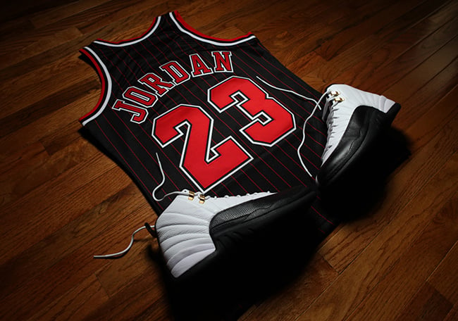 Michael Jordan Autographed 1996-97 Chicago Bulls Black With Red Pinstripes  Authentic Mitchell & Ness Jersey