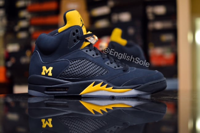 jordan 5 michigan on feet