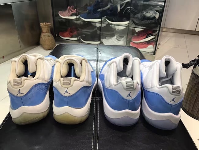Air Jordan 11 Low Columbia University Blue 2001 vs 2017 Comparison