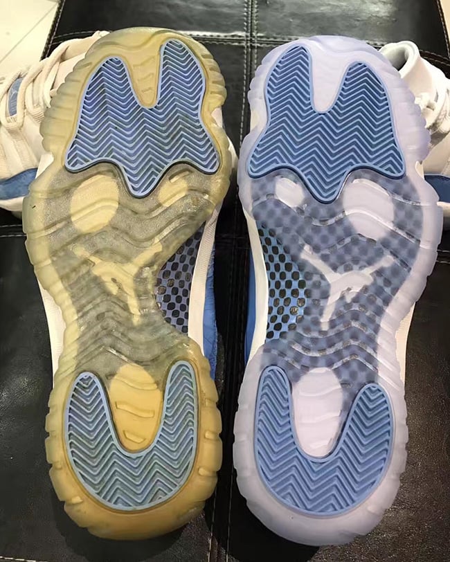 Air Jordan 11 Low Columbia University Blue 2001 vs 2017 Comparison