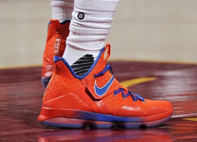 orange and blue lebrons