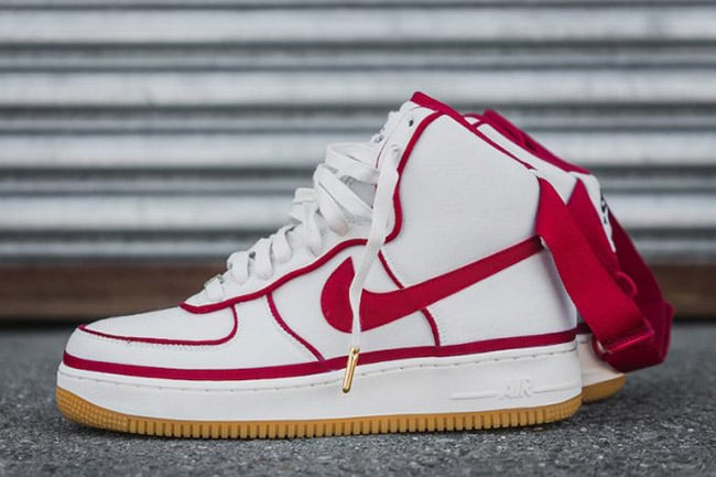 all red nike air force 1 high tops
