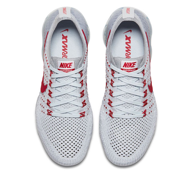 Nike Air VaporMax Flyknit Pure Platinum University Red | SneakerFiles