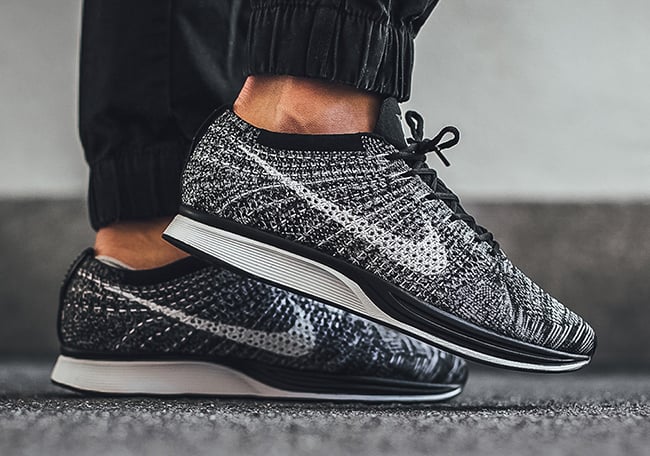 flyknit racer on feet