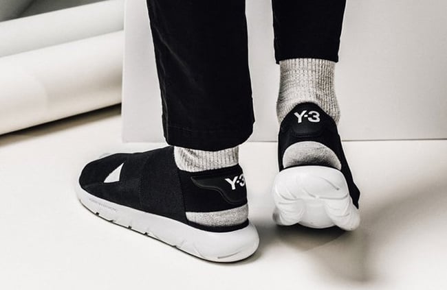 adidas Y-3 Qasa Sandal in Core Black and White