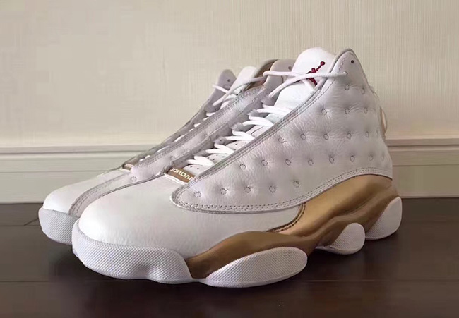 jordan 13 white and gold