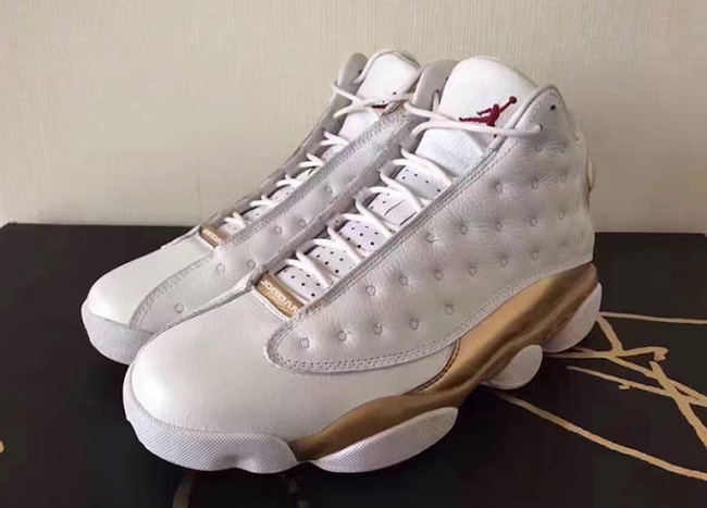 jordan 13 white and gold