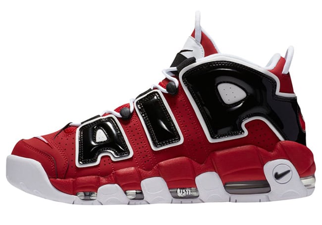 Nike Air More Uptempo Bulls Varsity Red White Black