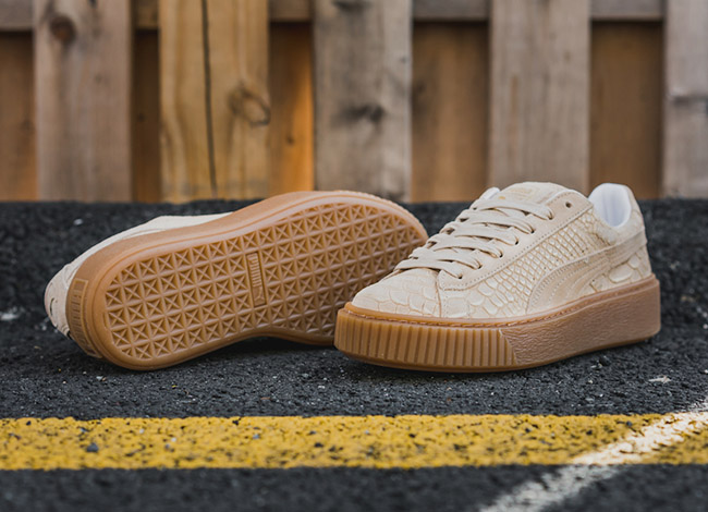 puma basket platform tan