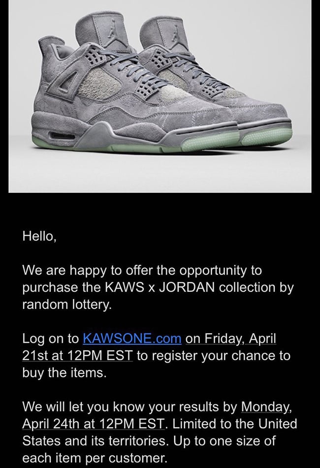 KAWS Air Jordan 4 Online Release