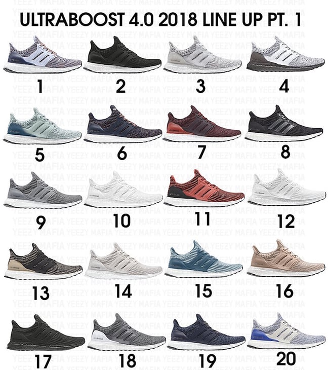 adidas Ultra Boost 4.0 2018 Colorways Release Dates