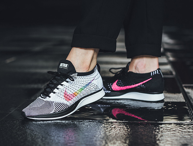 flyknit racer on feet