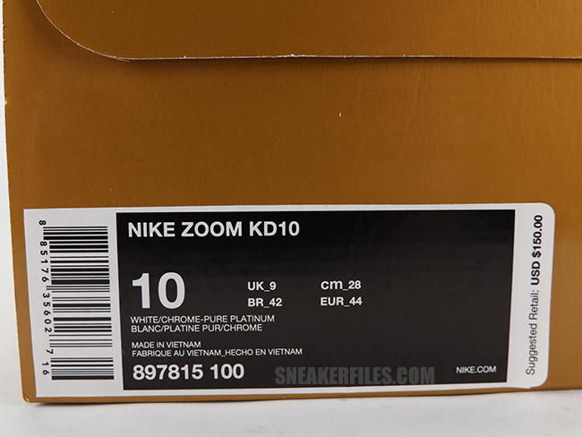 Nike KD 10 White Chrome Pure Platinum 897815-100