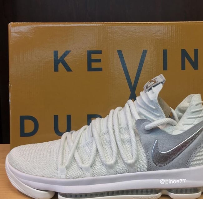 Nike KD 10 White Metallic Silver Pure Platinum 304772-100