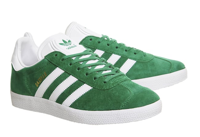 green suede adidas sneakers