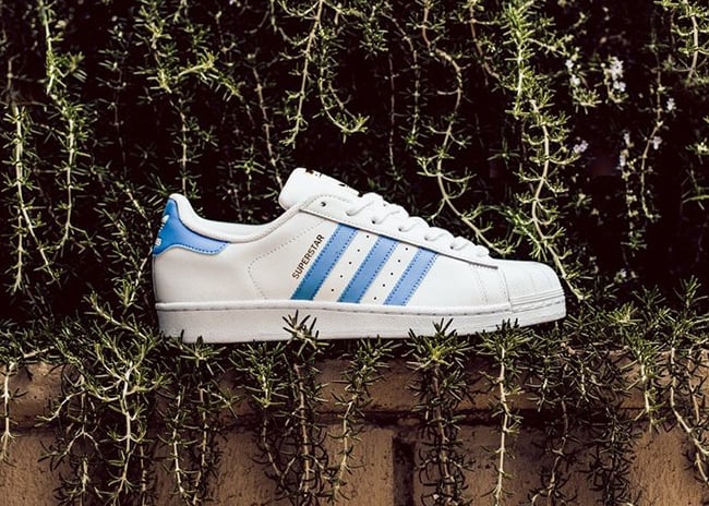 adidas superstar light blue stripes