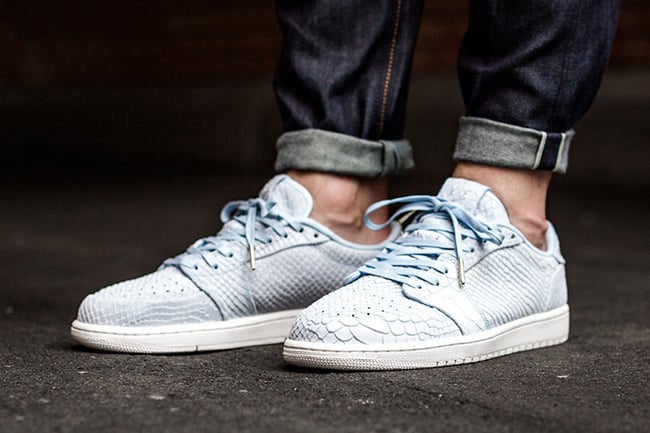 Air Jordan 1 Low No Swoosh Ice Blue On Feet