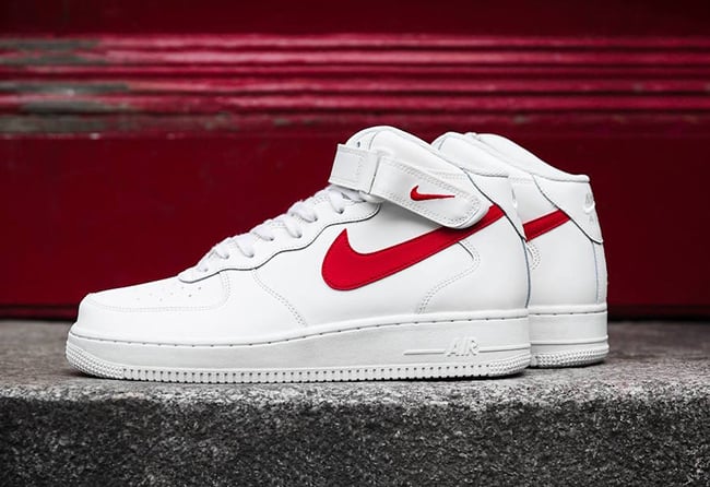 nike air force 1 mid white and red