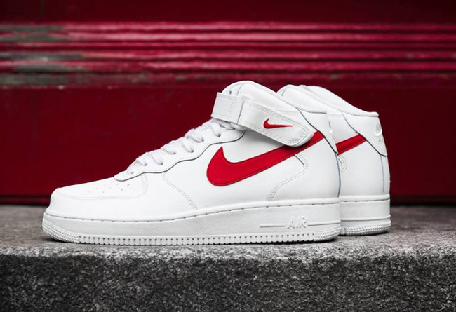 air force 1 mid red and white