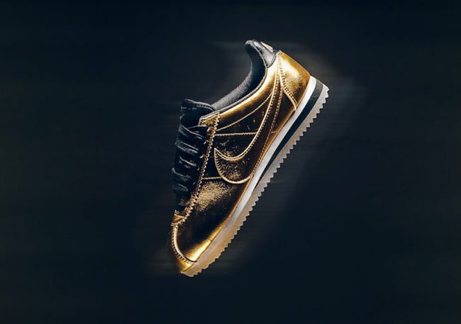 nike cortez gold and white