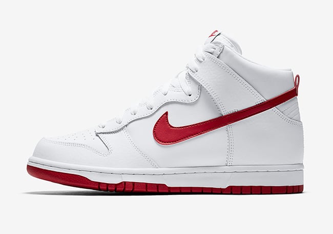 nike sb dunk high red and white
