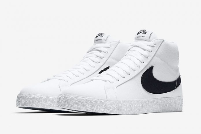 nike sb blazer mid canvas white black