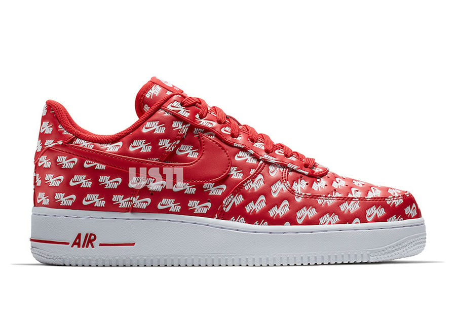 Nike Air Force 1 Low Print Logo Red White