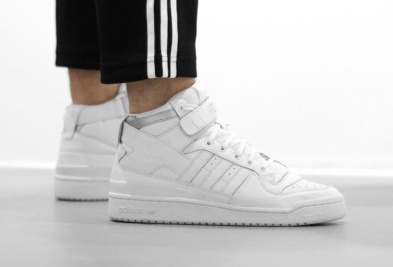 adidas Forum Mid Refined in White and Silver